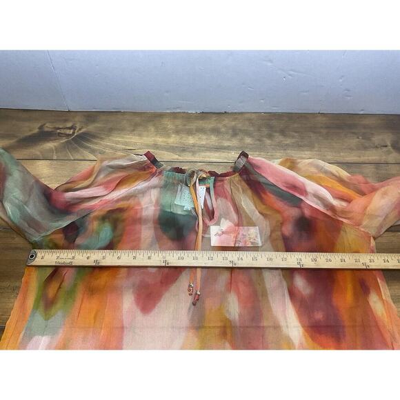 Johnny Was Love Radika Long Sleeve Silk Blouse Boho Chic Sheer XL NWT - Picture 7 of 13